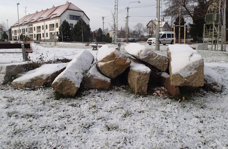 Místo, kde bude stát Památník Povodeň 2010 - u hasičského muzea